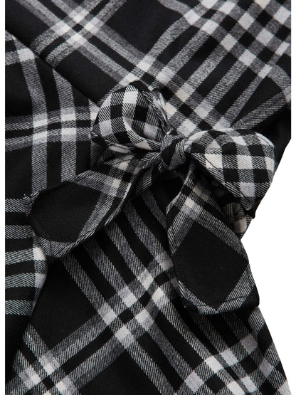 Il Gufo VL348 Plaid Flannel Dress with Bow