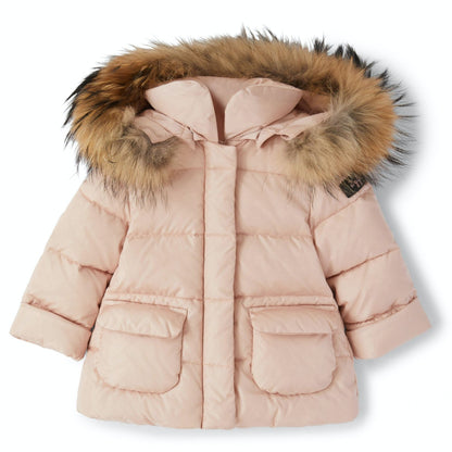 Il Gufo Toddler Puffer Jacket with Fur Hood