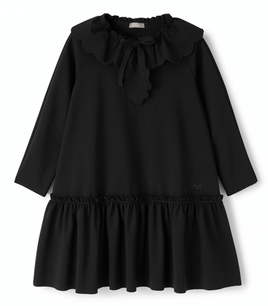 Il Gufo Long Sleeve Ruffle Collar Dress