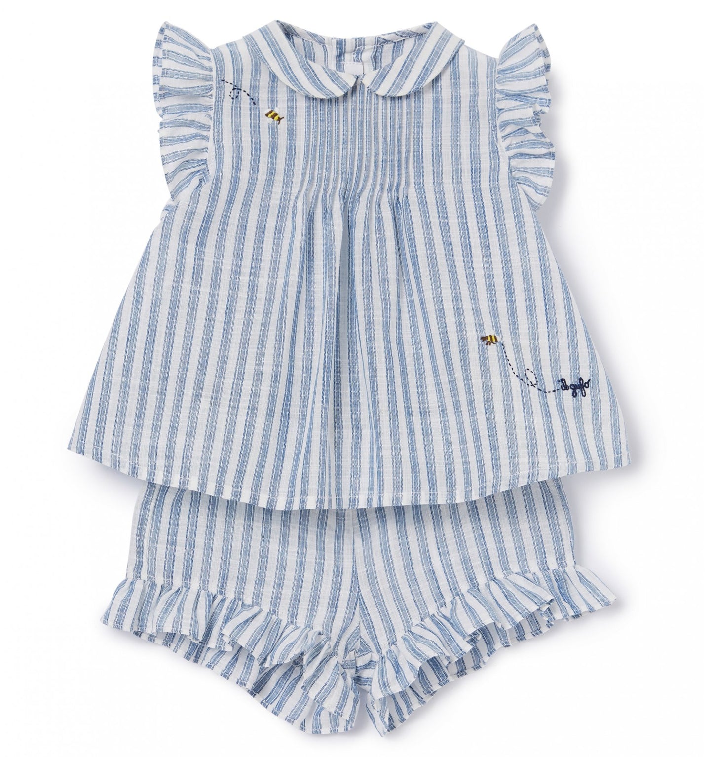 Il Gufo Baby Girl Striped Linen Short Set