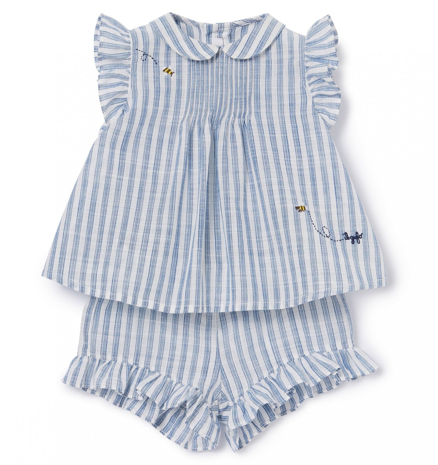 Il Gufo Baby Girl Striped Linen Short Set