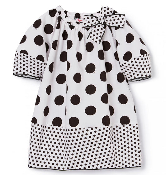 Il Gufo Polka Dot Bubble Sleeve Dress