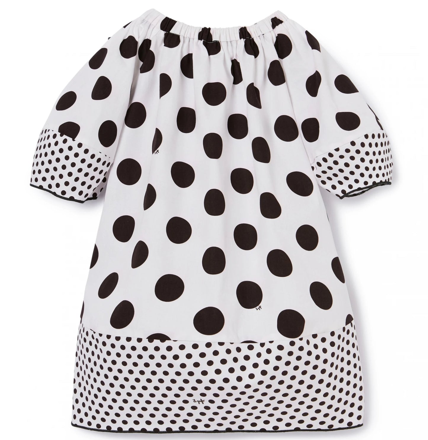 Il Gufo Polka Dot Bubble Sleeve Dress