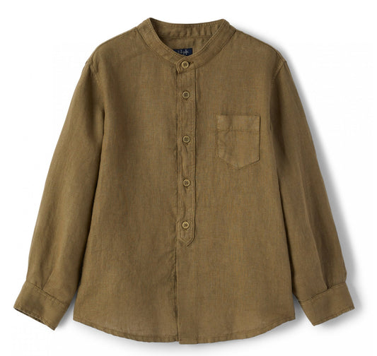 Il Gufo Nehru Linen Button Down Shirt