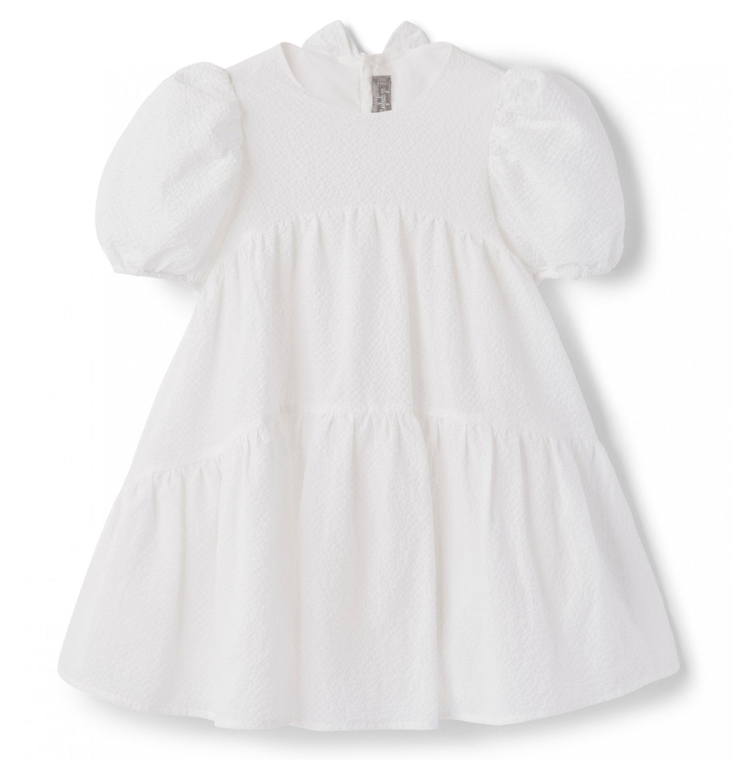 Il Gufo  Girls Bubble Sleeve Tiered Dress