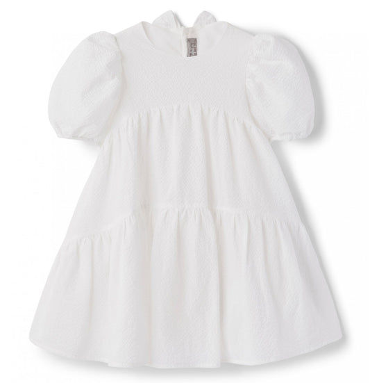 Il Gufo  Girls Bubble Sleeve Tiered Dress