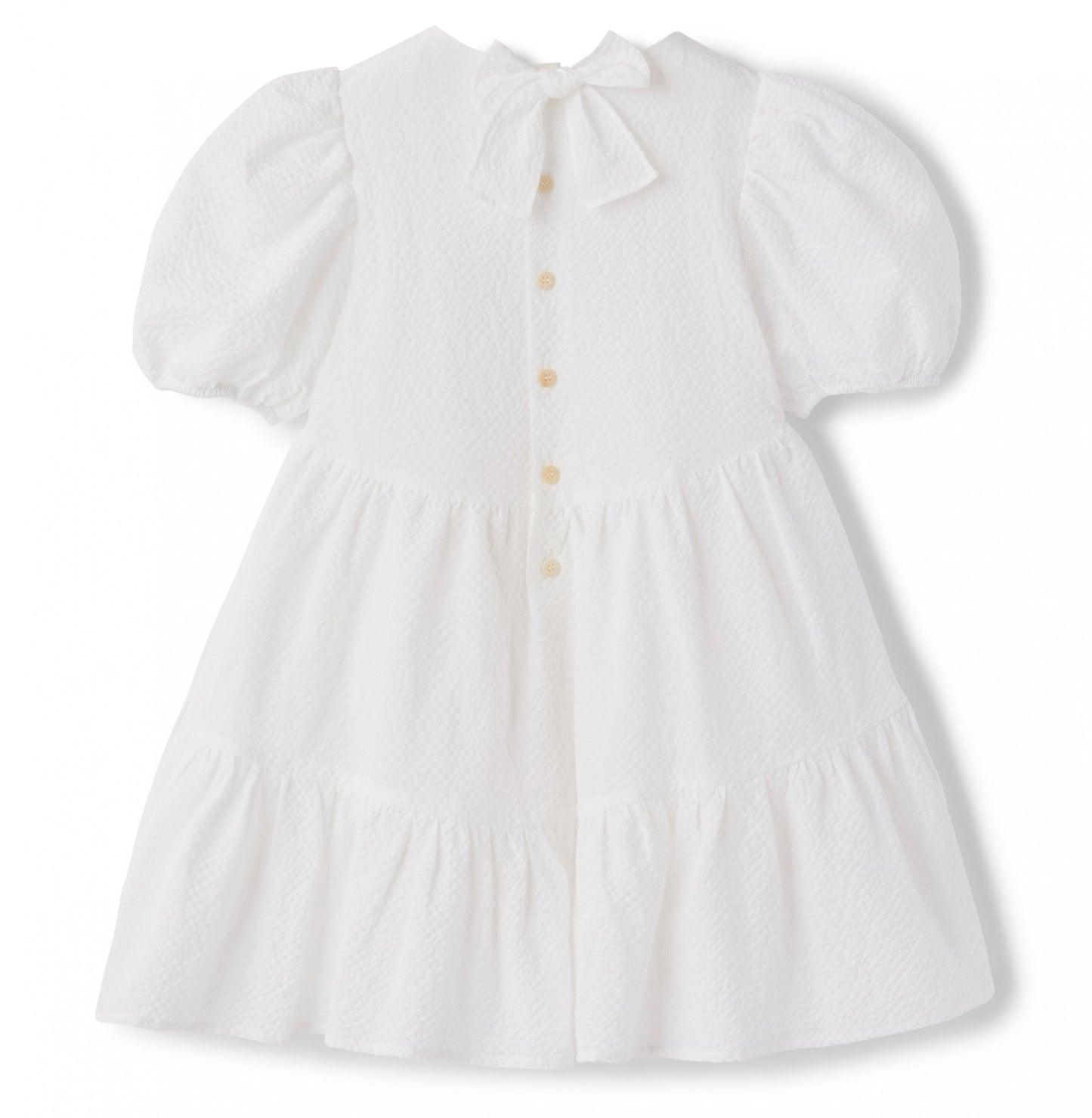 Il Gufo  Girls Bubble Sleeve Tiered Dress