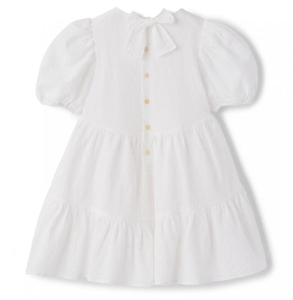Il Gufo  Girls Bubble Sleeve Tiered Dress
