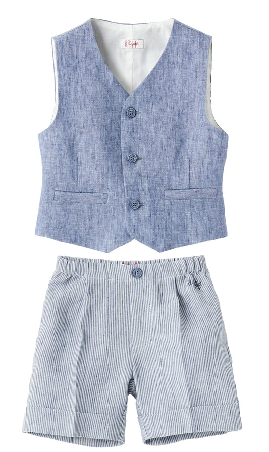 Il Gufo Baby Boy Linen Vest & Shorts Set