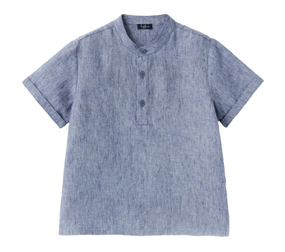 Il Gufo Boys Linen Mandarin Shirt